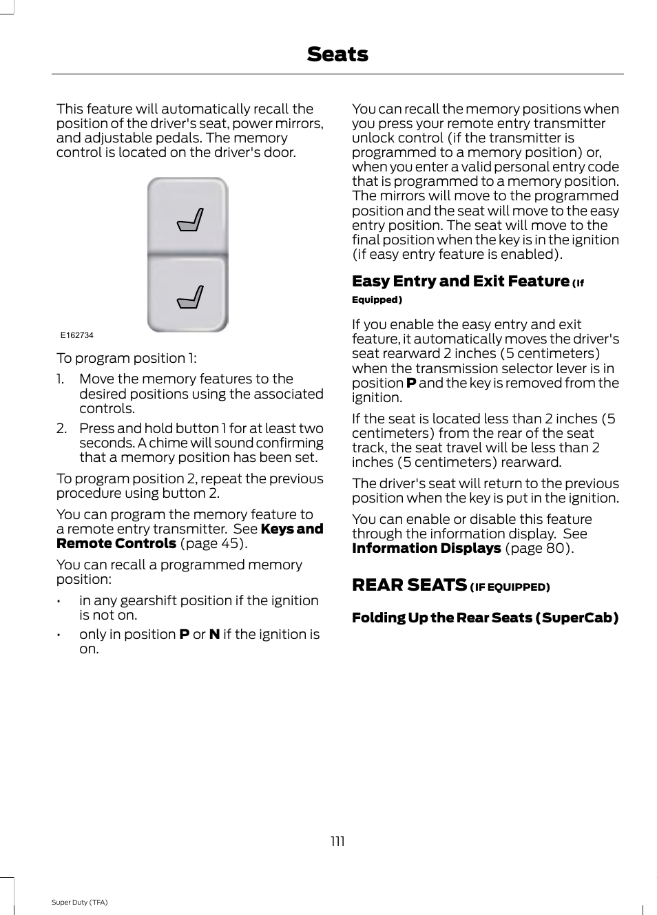 Rear seats, Seats | FORD 2014 F-550 v.1 User Manual | Page 114 / 458