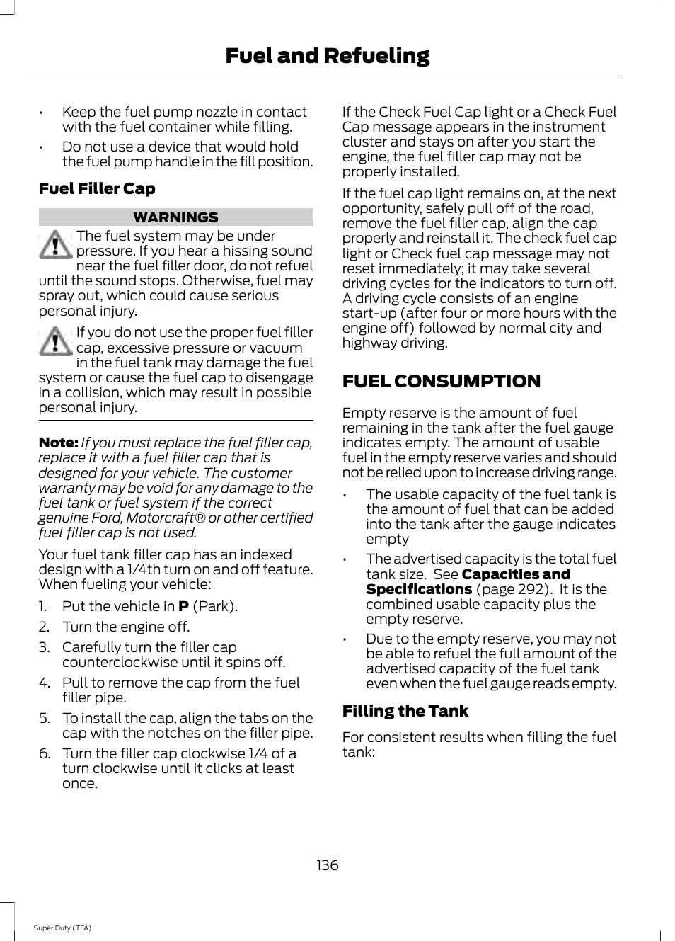 Fuel consumption, Fuel and refueling | FORD 2014 F-550 v.1 User Manual | Page 139 / 458