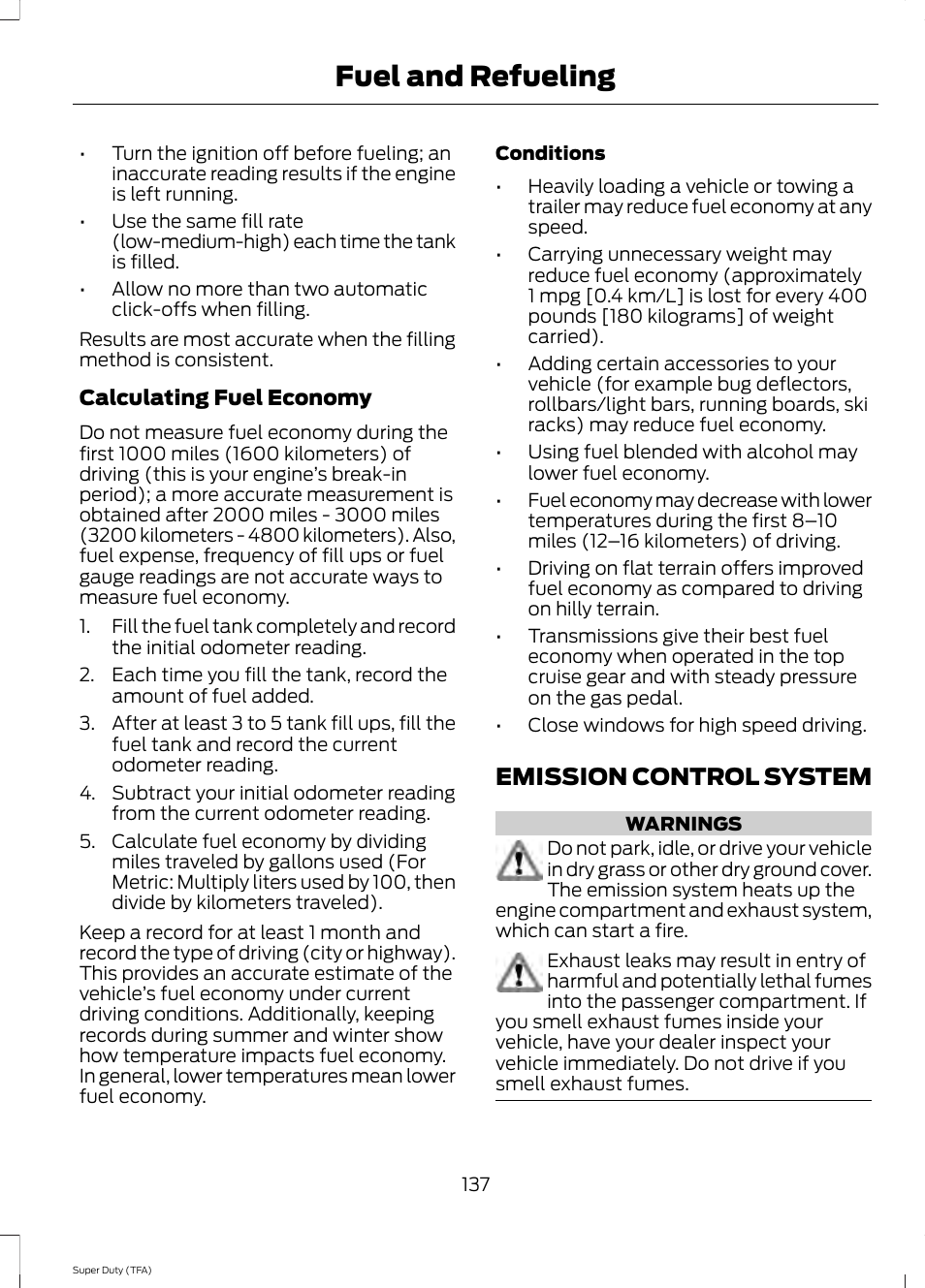 Emission control system, Fuel and refueling | FORD 2014 F-550 v.1 User Manual | Page 140 / 458