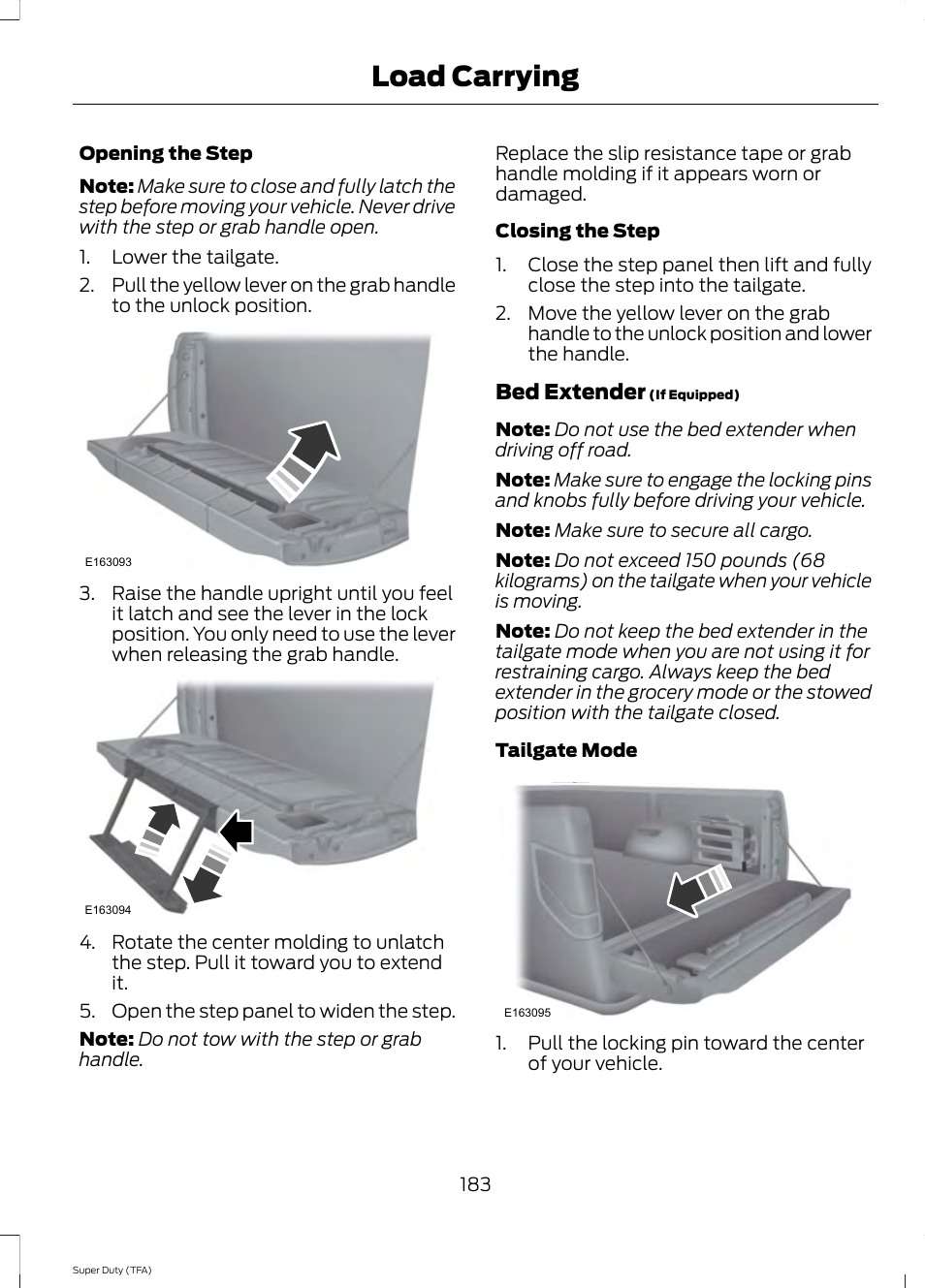 Load carrying | FORD 2014 F-550 v.1 User Manual | Page 186 / 458