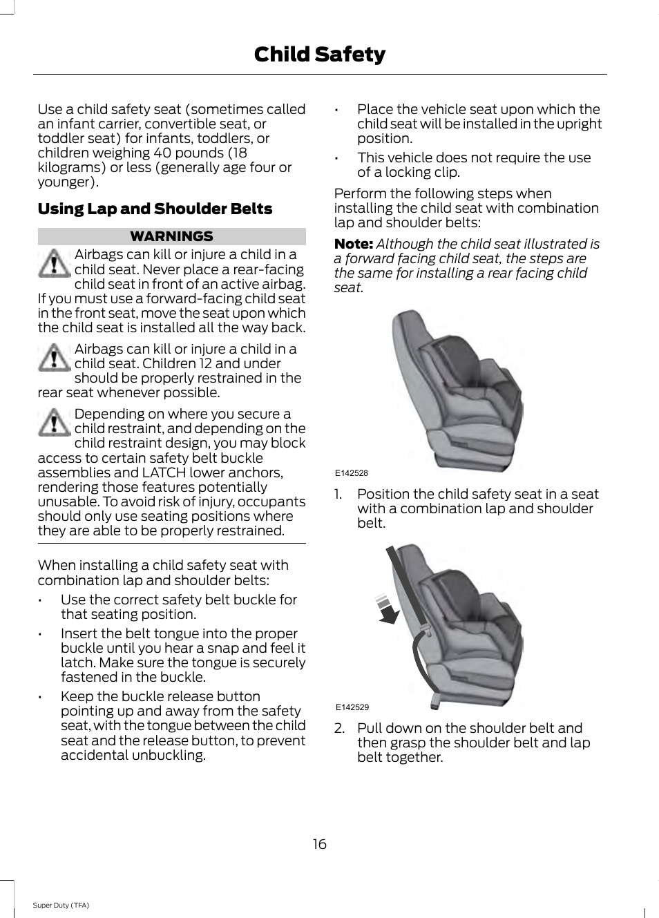Child safety | FORD 2014 F-550 v.1 User Manual | Page 19 / 458