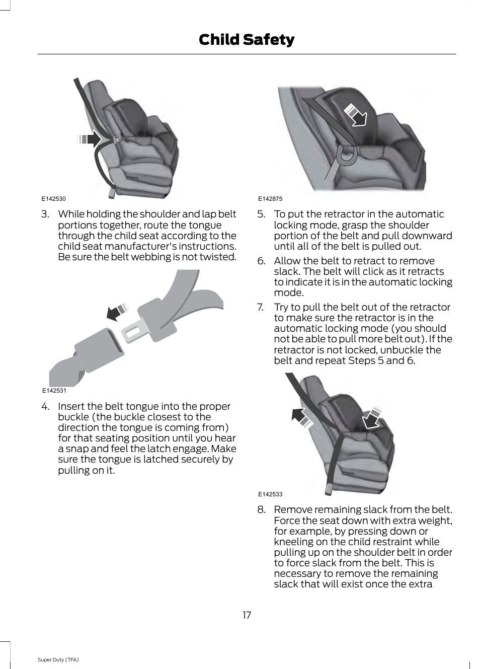 Child safety | FORD 2014 F-550 v.1 User Manual | Page 20 / 458