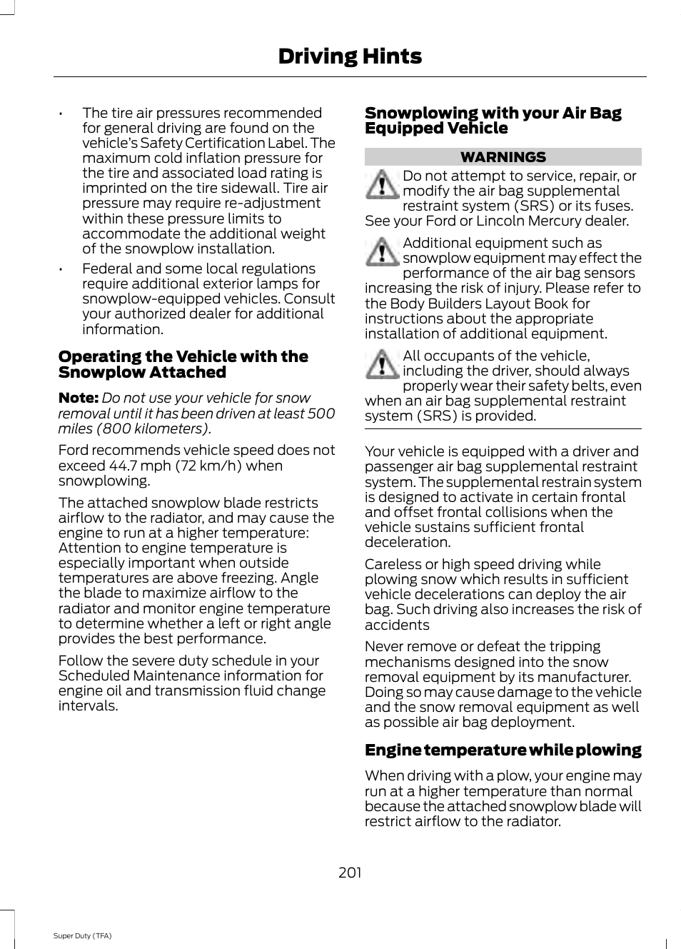Driving hints | FORD 2014 F-550 v.1 User Manual | Page 204 / 458