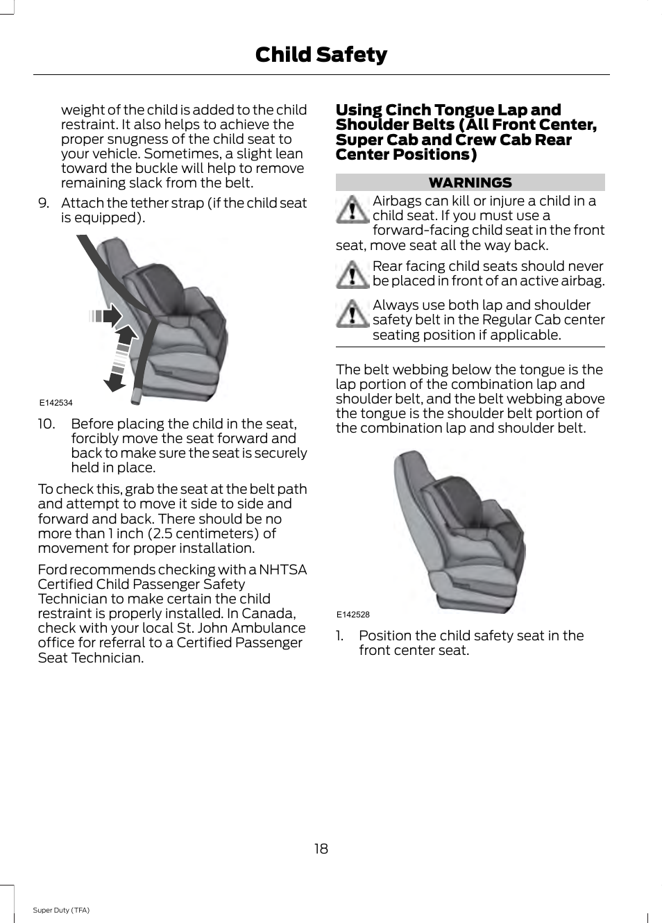 Child safety | FORD 2014 F-550 v.1 User Manual | Page 21 / 458