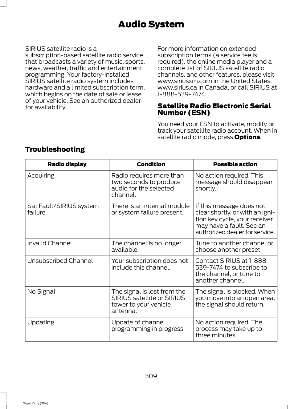 Audio system | FORD 2014 F-550 v.1 User Manual | Page 312 / 458