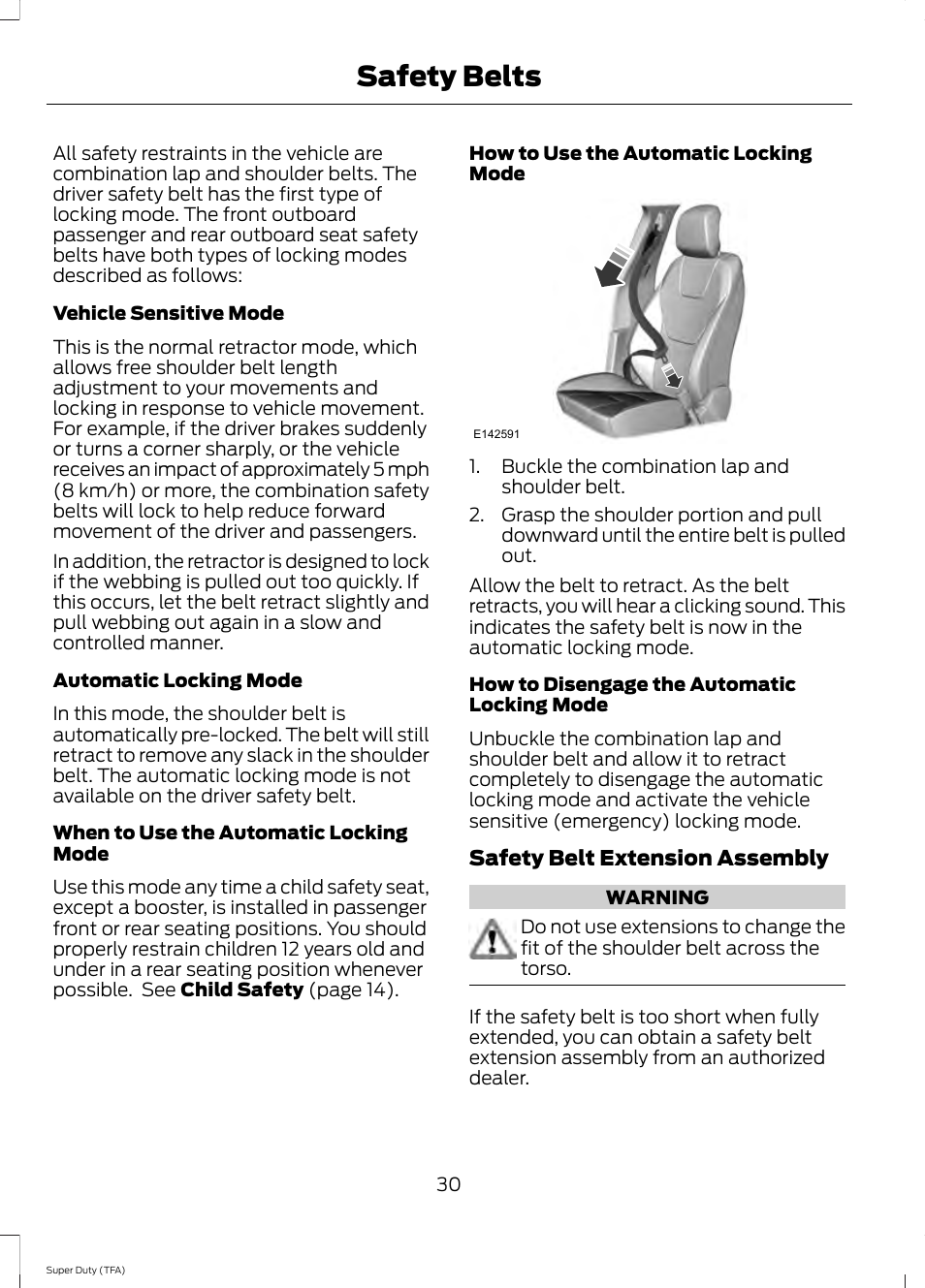 Safety belts | FORD 2014 F-550 v.1 User Manual | Page 33 / 458