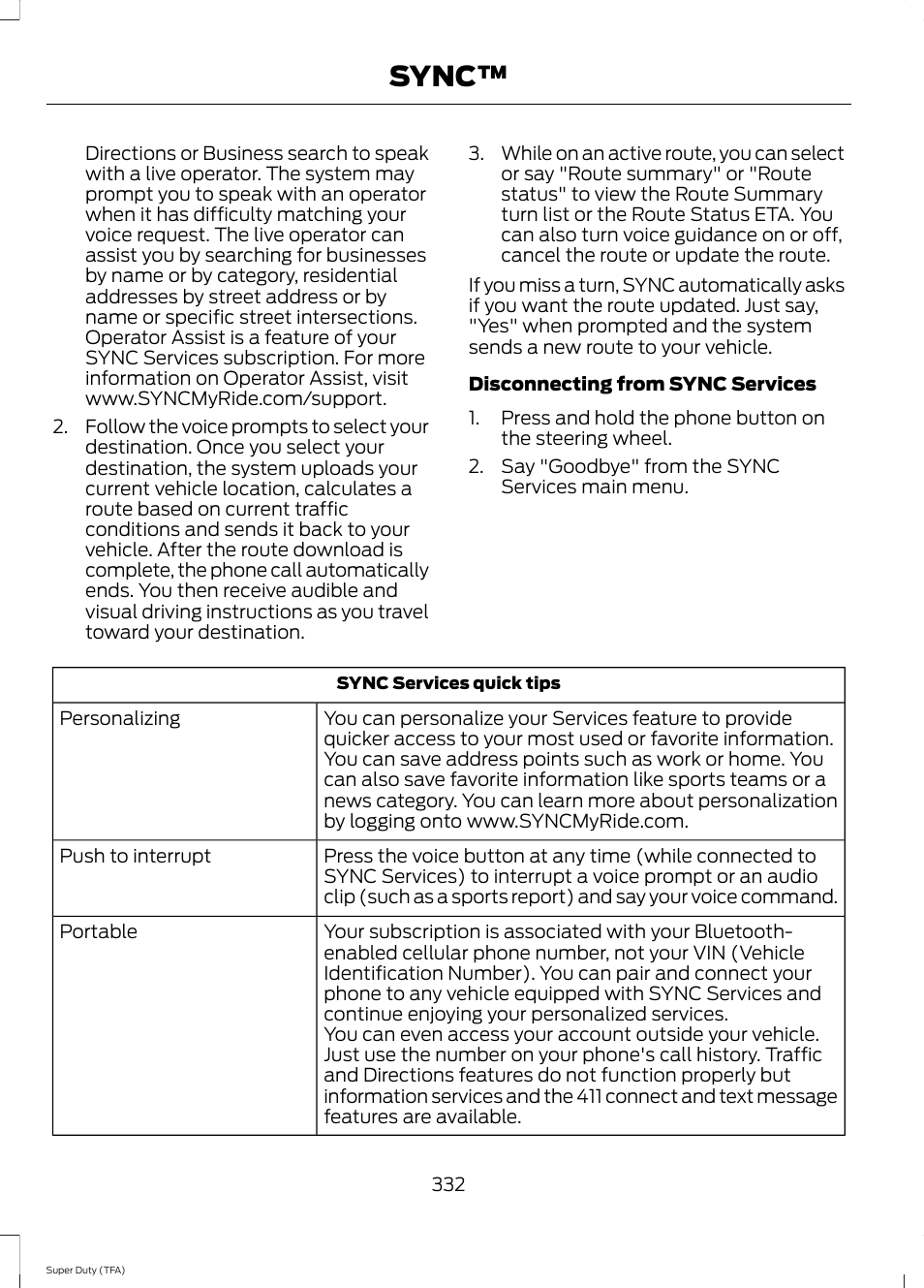 Sync | FORD 2014 F-550 v.1 User Manual | Page 335 / 458