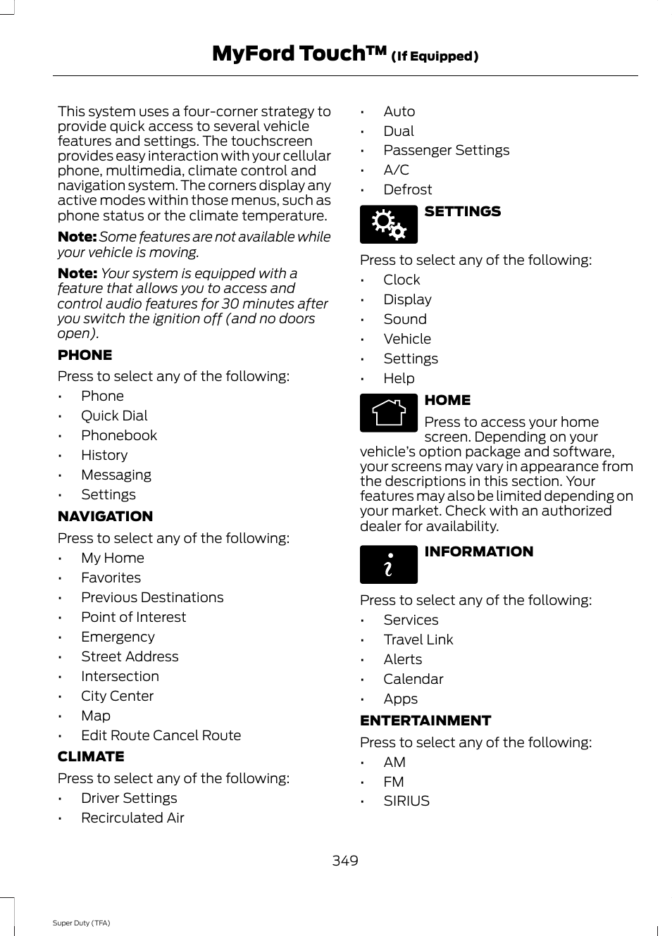 Myford touch | FORD 2014 F-550 v.1 User Manual | Page 352 / 458