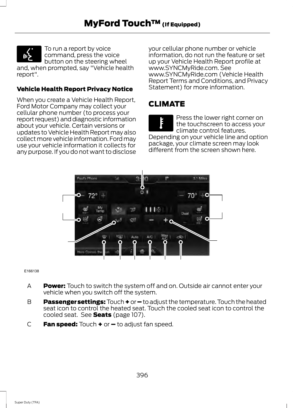 Climate, Myford touch | FORD 2014 F-550 v.1 User Manual | Page 399 / 458