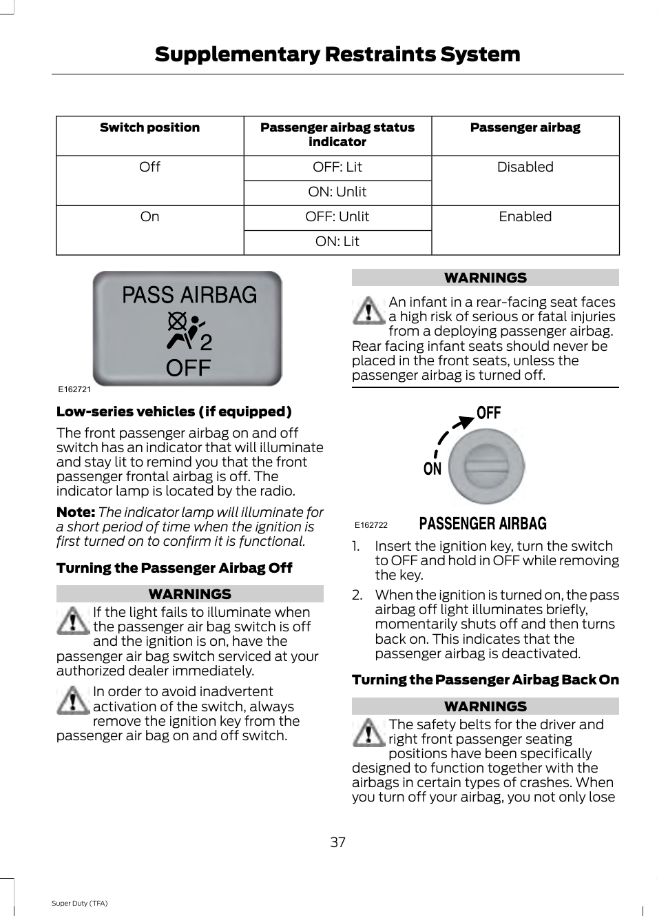 Supplementary restraints system | FORD 2014 F-550 v.1 User Manual | Page 40 / 458
