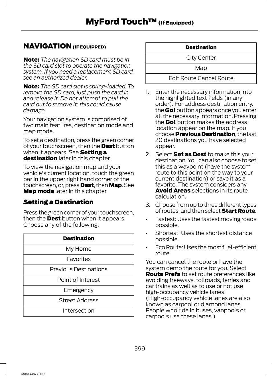 Navigation, Myford touch | FORD 2014 F-550 v.1 User Manual | Page 402 / 458