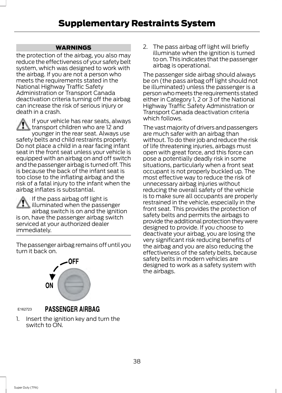 Supplementary restraints system | FORD 2014 F-550 v.1 User Manual | Page 41 / 458