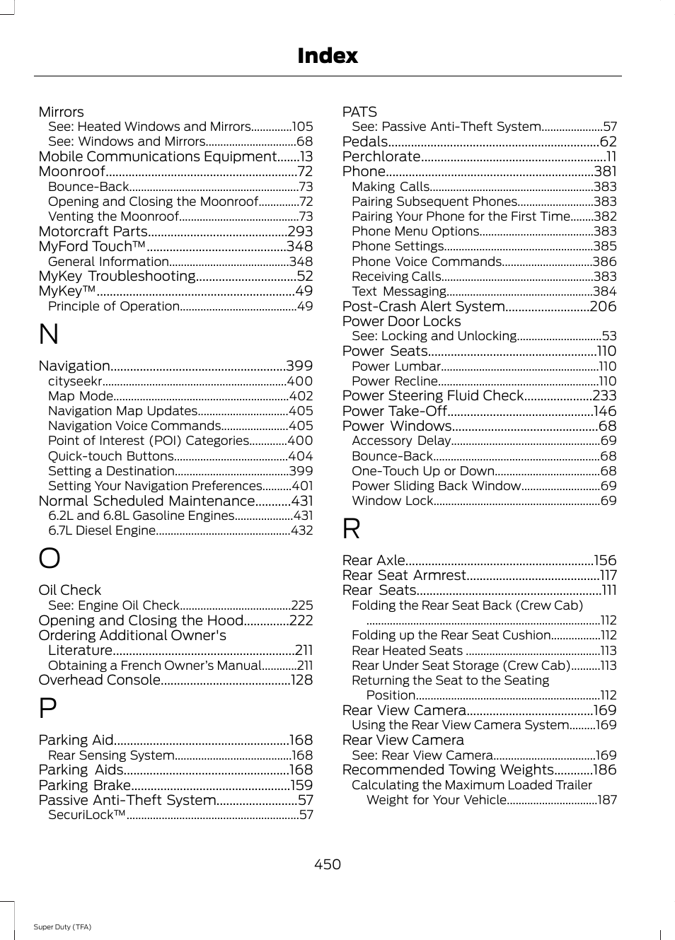Index | FORD 2014 F-550 v.1 User Manual | Page 453 / 458