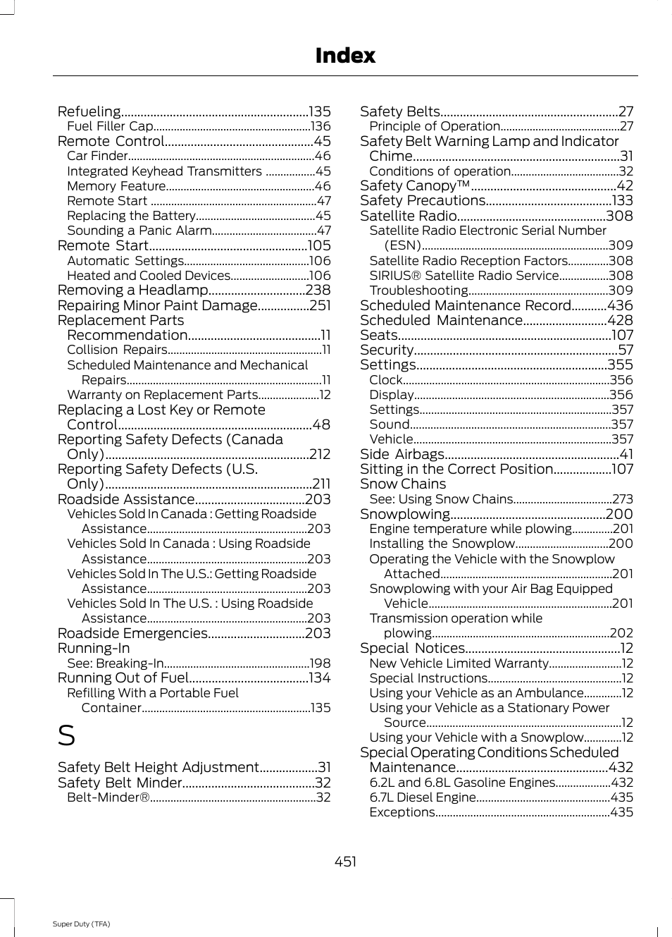 Index | FORD 2014 F-550 v.1 User Manual | Page 454 / 458