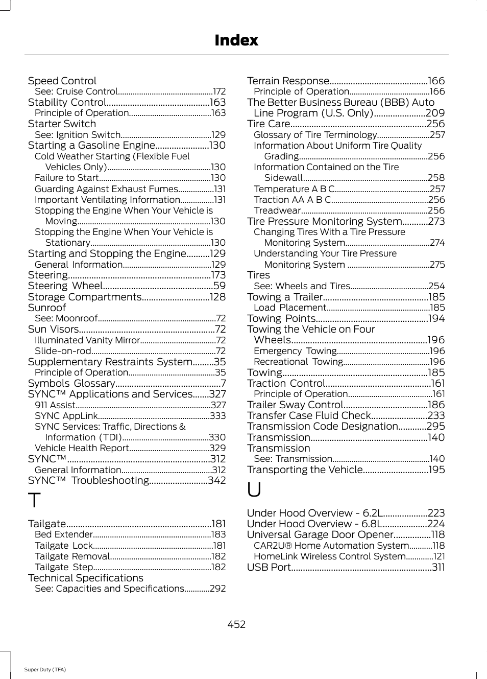 Index | FORD 2014 F-550 v.1 User Manual | Page 455 / 458