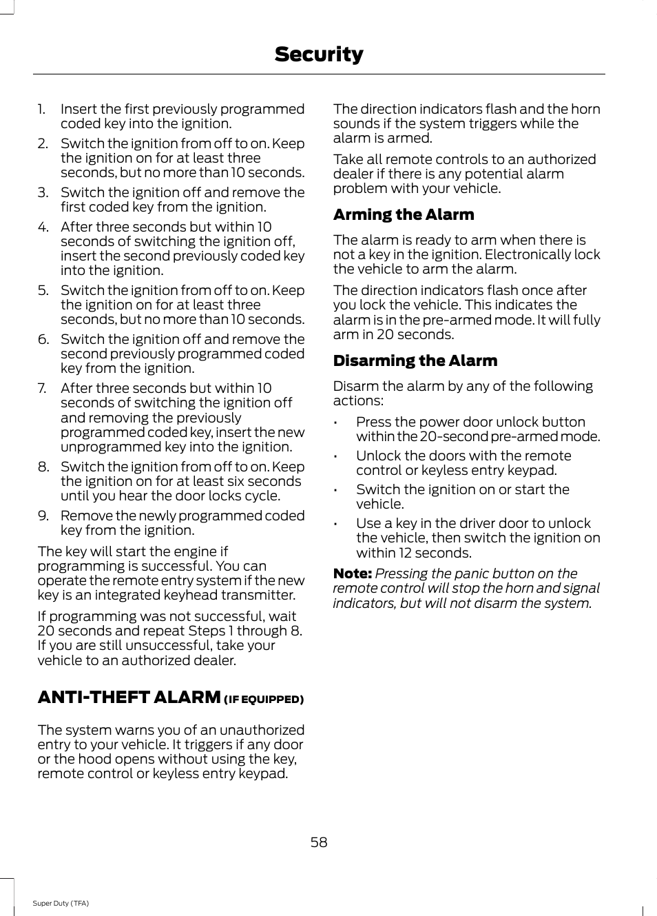 Anti-theft alarm, Security | FORD 2014 F-550 v.1 User Manual | Page 61 / 458