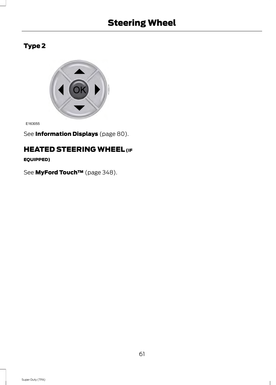Heated steering wheel, Steering wheel | FORD 2014 F-550 v.1 User Manual | Page 64 / 458