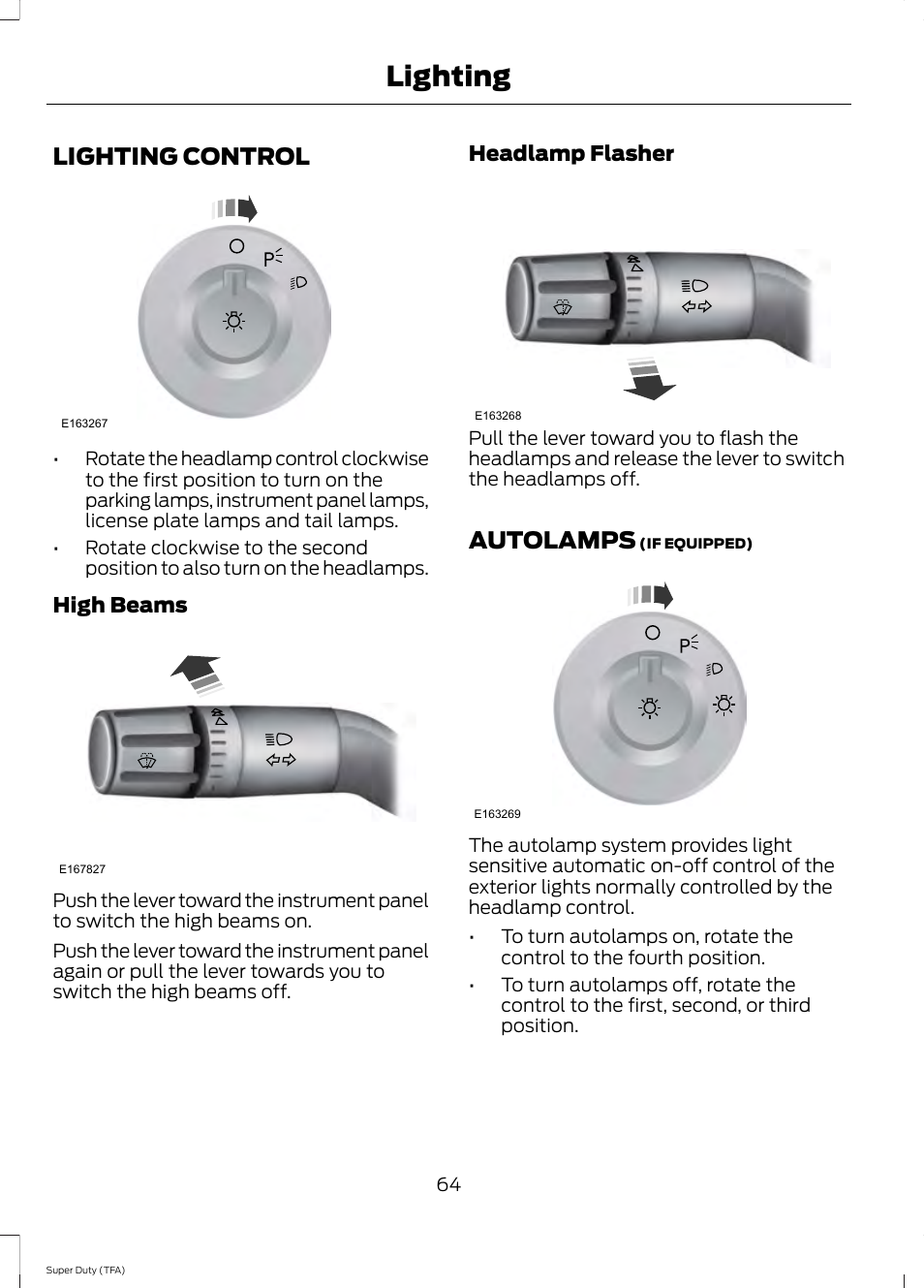 Lighting, Lighting control, Autolamps | Lighting control autolamps | FORD 2014 F-550 v.1 User Manual | Page 67 / 458