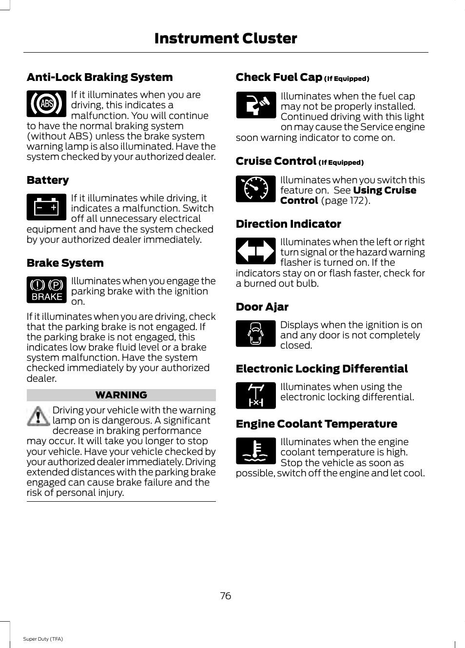 Instrument cluster | FORD 2014 F-550 v.1 User Manual | Page 79 / 458