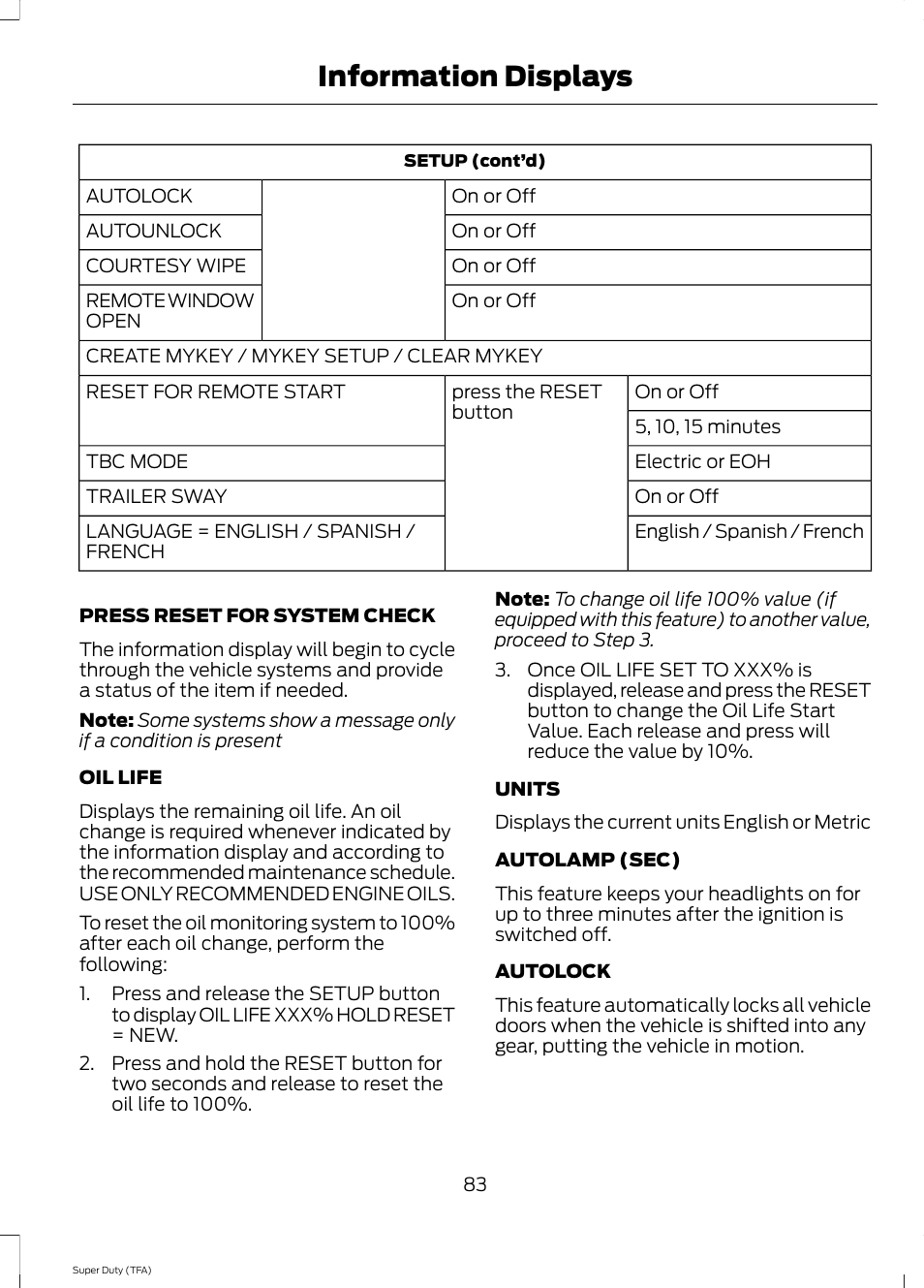 Information displays | FORD 2014 F-550 v.1 User Manual | Page 86 / 458