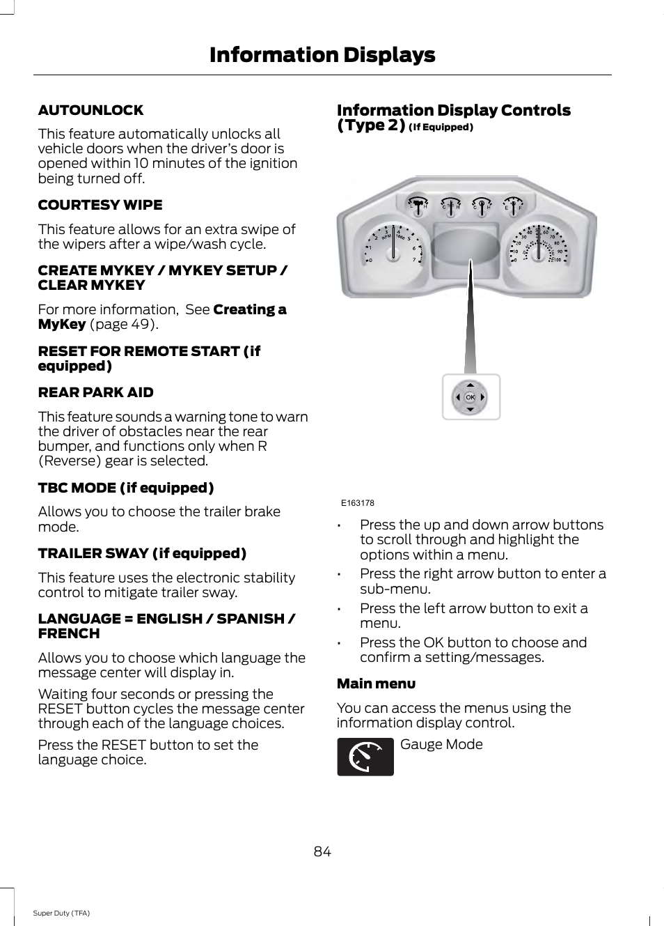 Information displays | FORD 2014 F-550 v.1 User Manual | Page 87 / 458