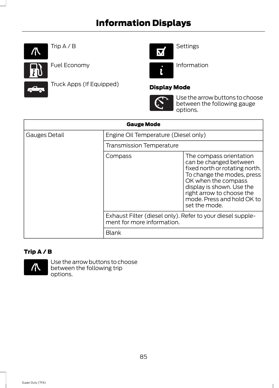 Information displays | FORD 2014 F-550 v.1 User Manual | Page 88 / 458
