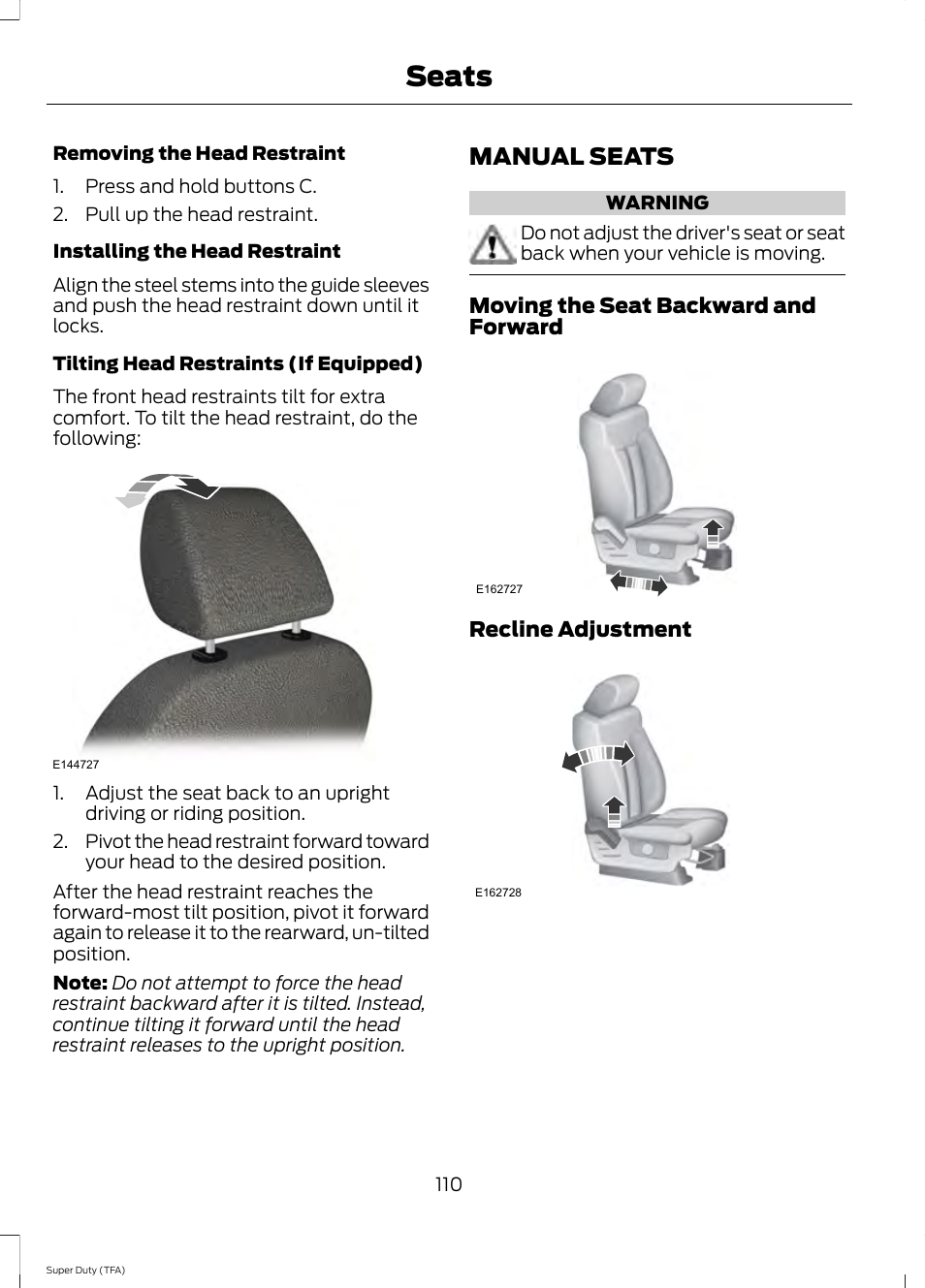 Manual seats, Seats | FORD 2014 F-550 v.2 User Manual | Page 113 / 460