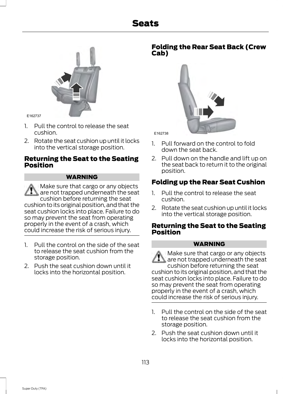 Seats | FORD 2014 F-550 v.2 User Manual | Page 116 / 460