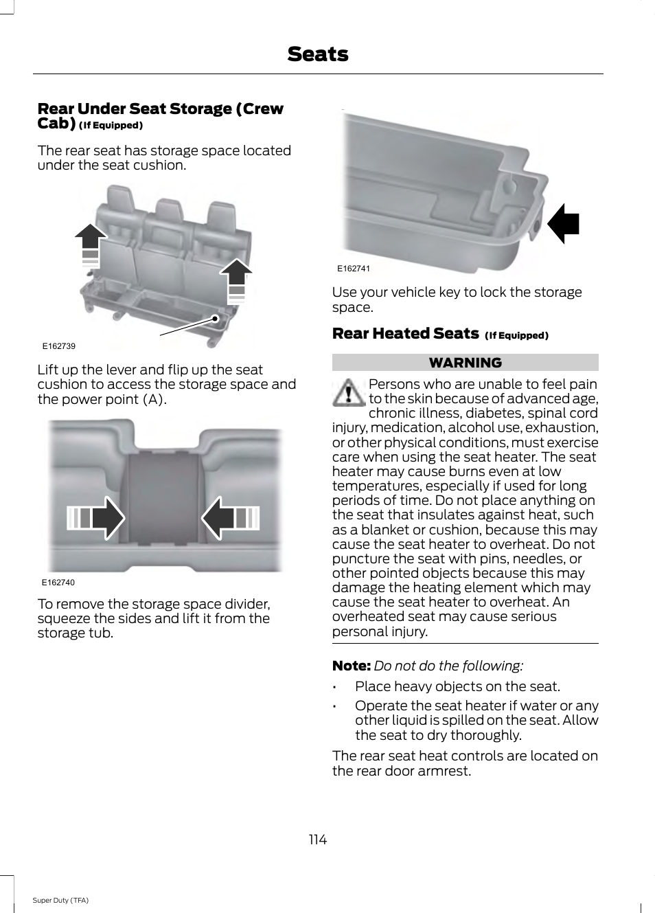Seats | FORD 2014 F-550 v.2 User Manual | Page 117 / 460