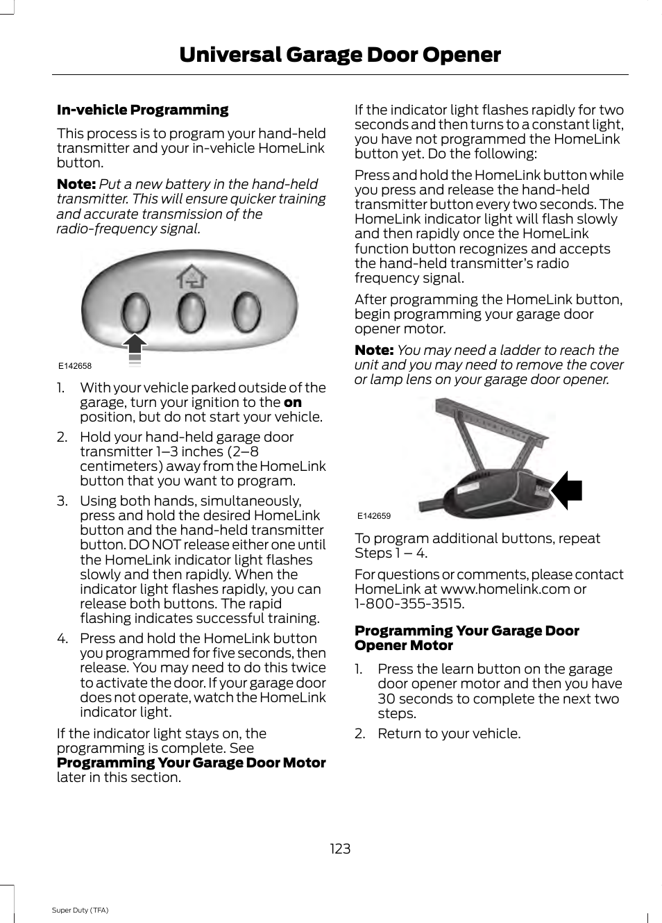 Universal garage door opener | FORD 2014 F-550 v.2 User Manual | Page 126 / 460