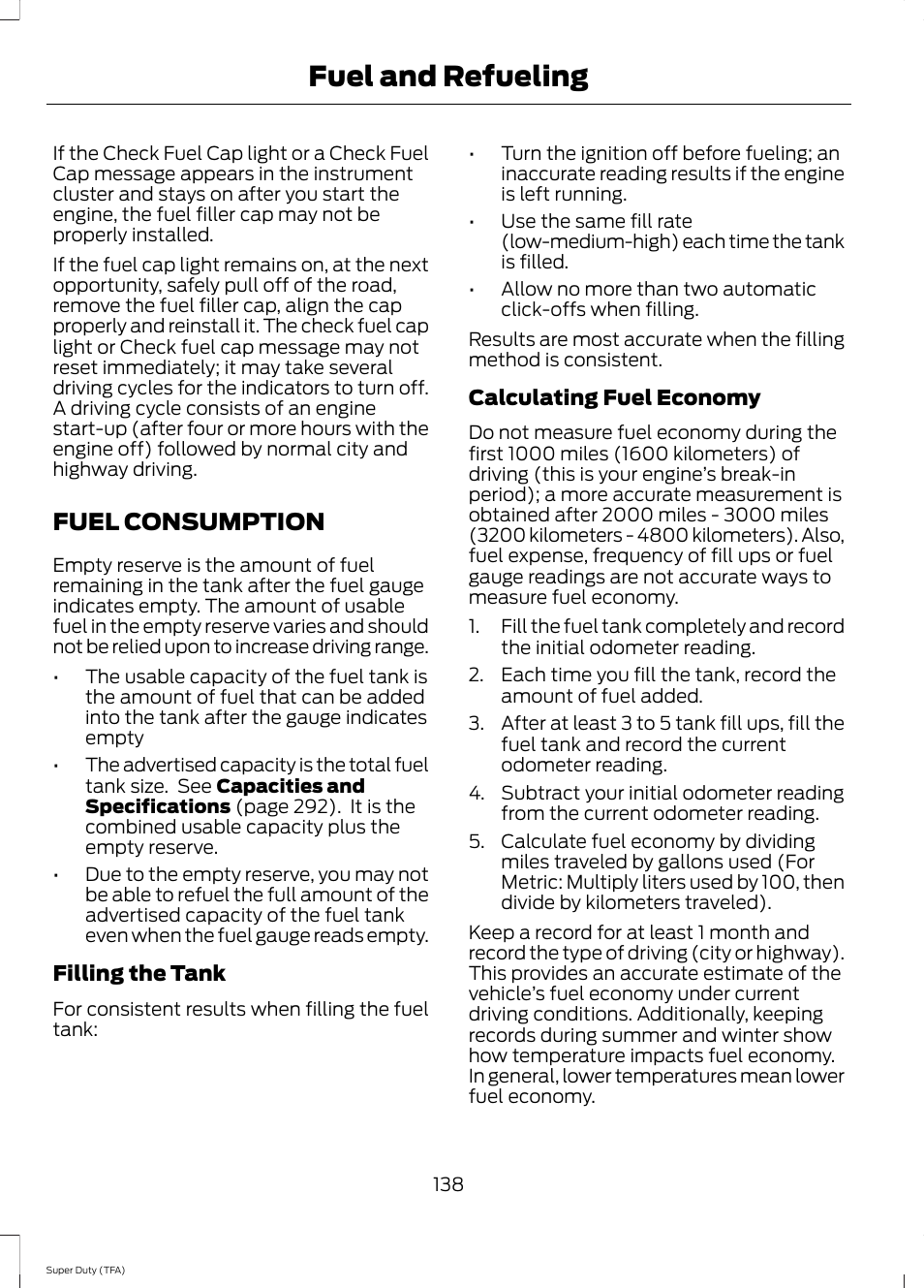 Fuel consumption, Fuel and refueling | FORD 2014 F-550 v.2 User Manual | Page 141 / 460