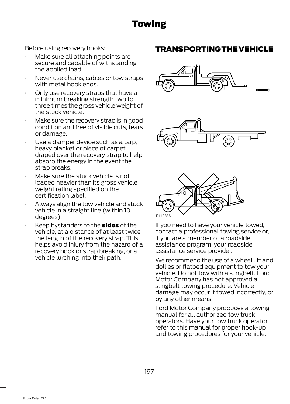 Transporting the vehicle, Towing | FORD 2014 F-550 v.2 User Manual | Page 200 / 460