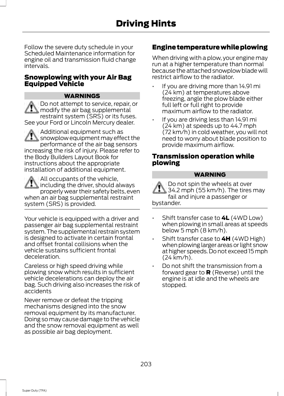 Driving hints | FORD 2014 F-550 v.2 User Manual | Page 206 / 460