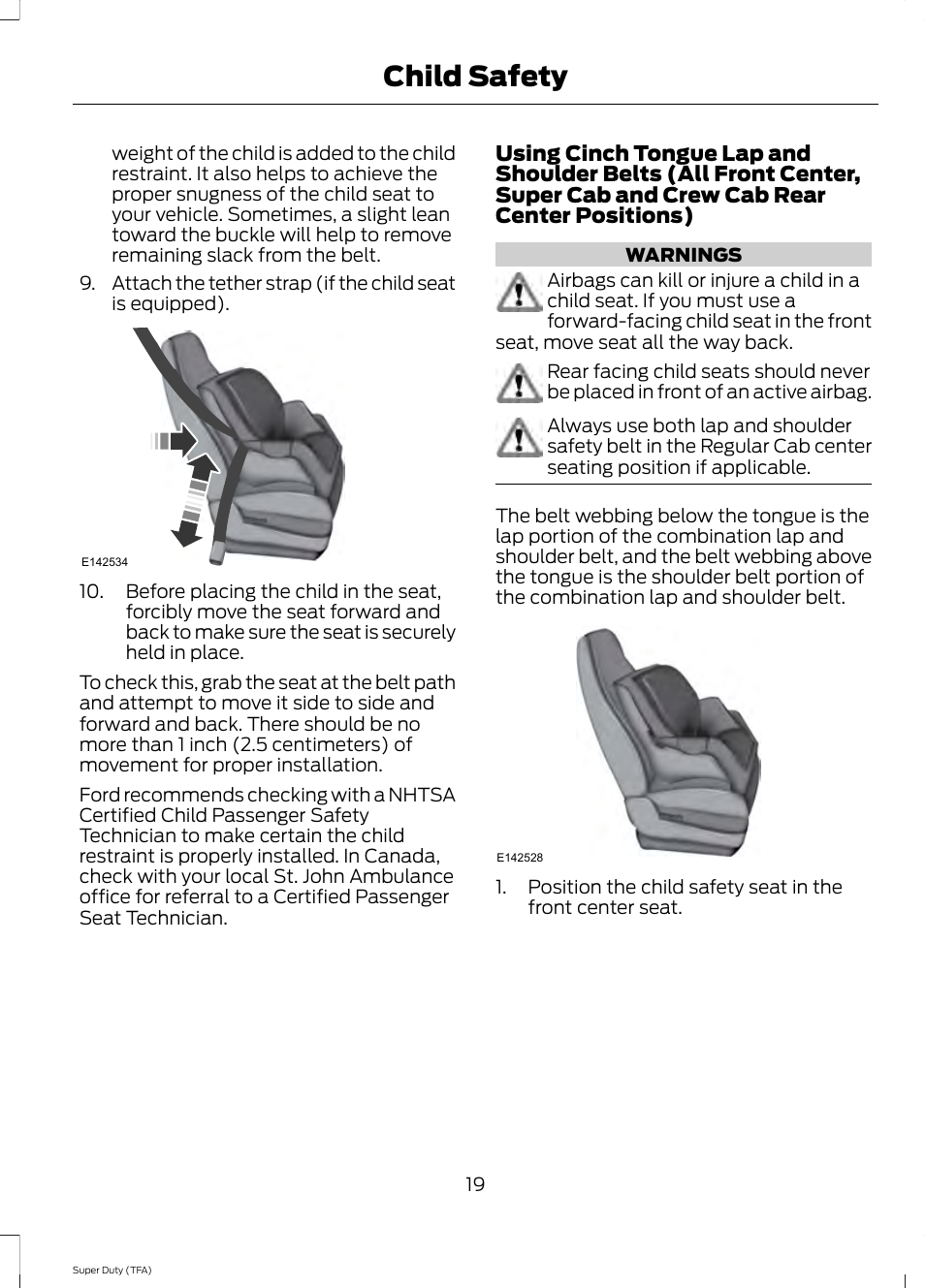 Child safety | FORD 2014 F-550 v.2 User Manual | Page 22 / 460