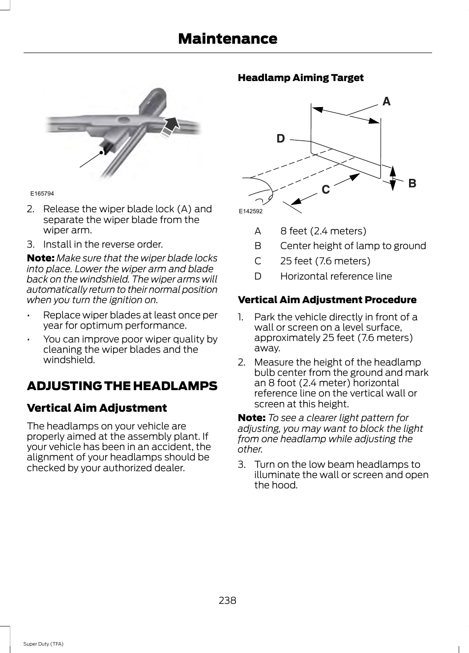 Adjusting the headlamps, Maintenance | FORD 2014 F-550 v.2 User Manual | Page 241 / 460