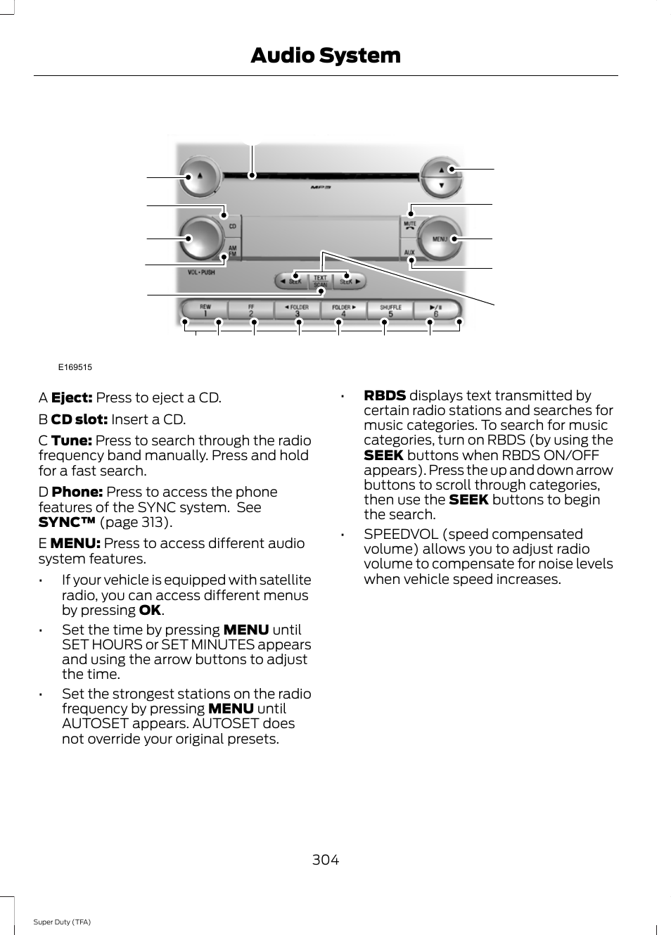 Audio system | FORD 2014 F-550 v.2 User Manual | Page 307 / 460