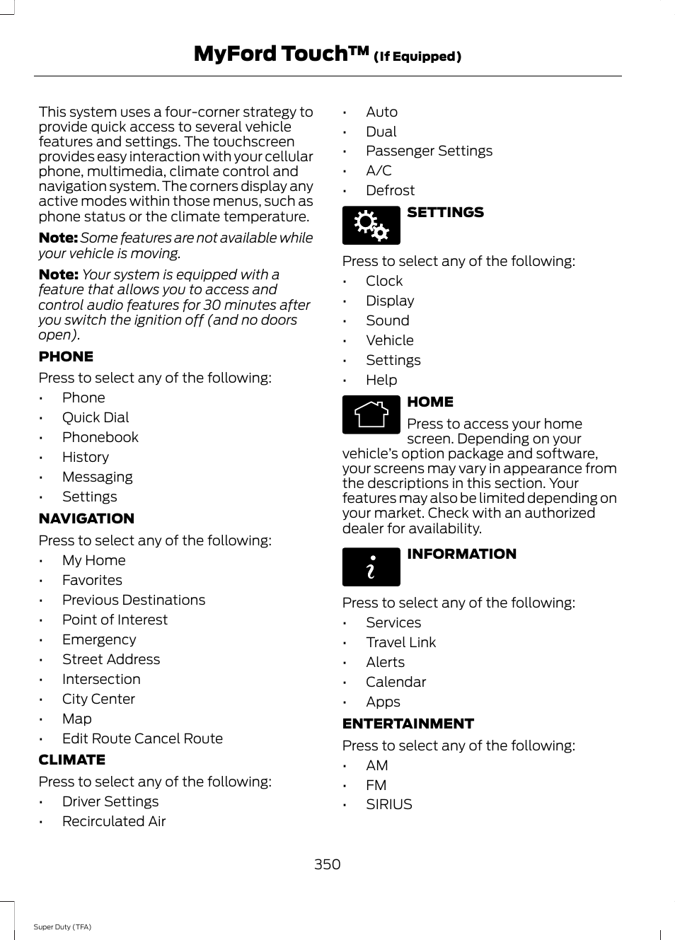 Myford touch | FORD 2014 F-550 v.2 User Manual | Page 353 / 460