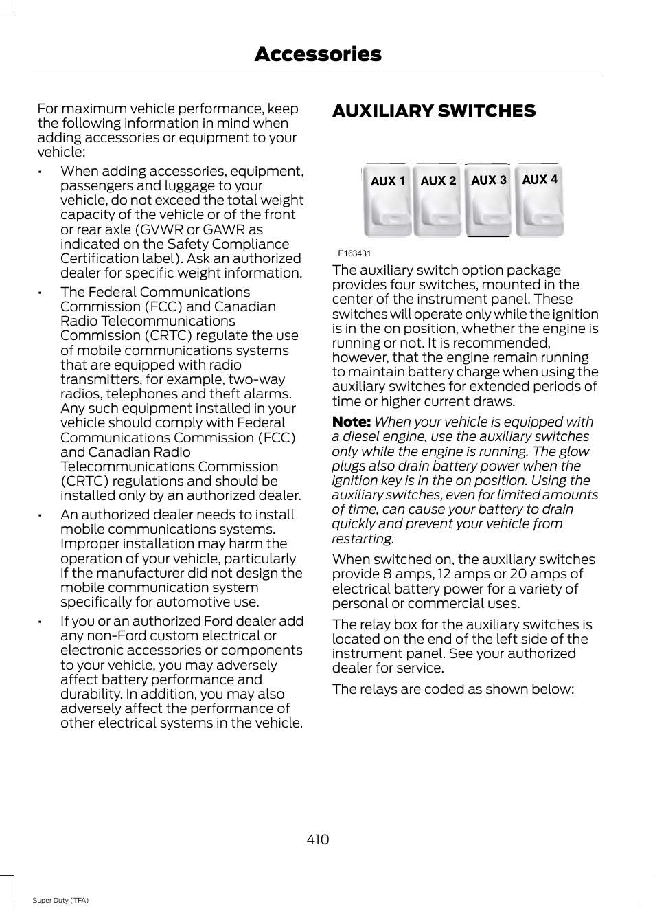 Auxiliary switches, Accessories | FORD 2014 F-550 v.2 User Manual | Page 413 / 460