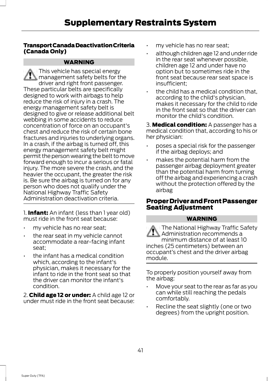 Supplementary restraints system | FORD 2014 F-550 v.2 User Manual | Page 44 / 460