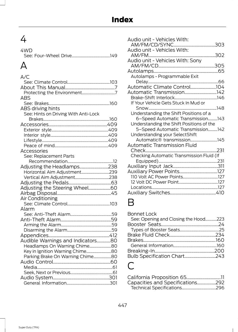 Index | FORD 2014 F-550 v.2 User Manual | Page 450 / 460