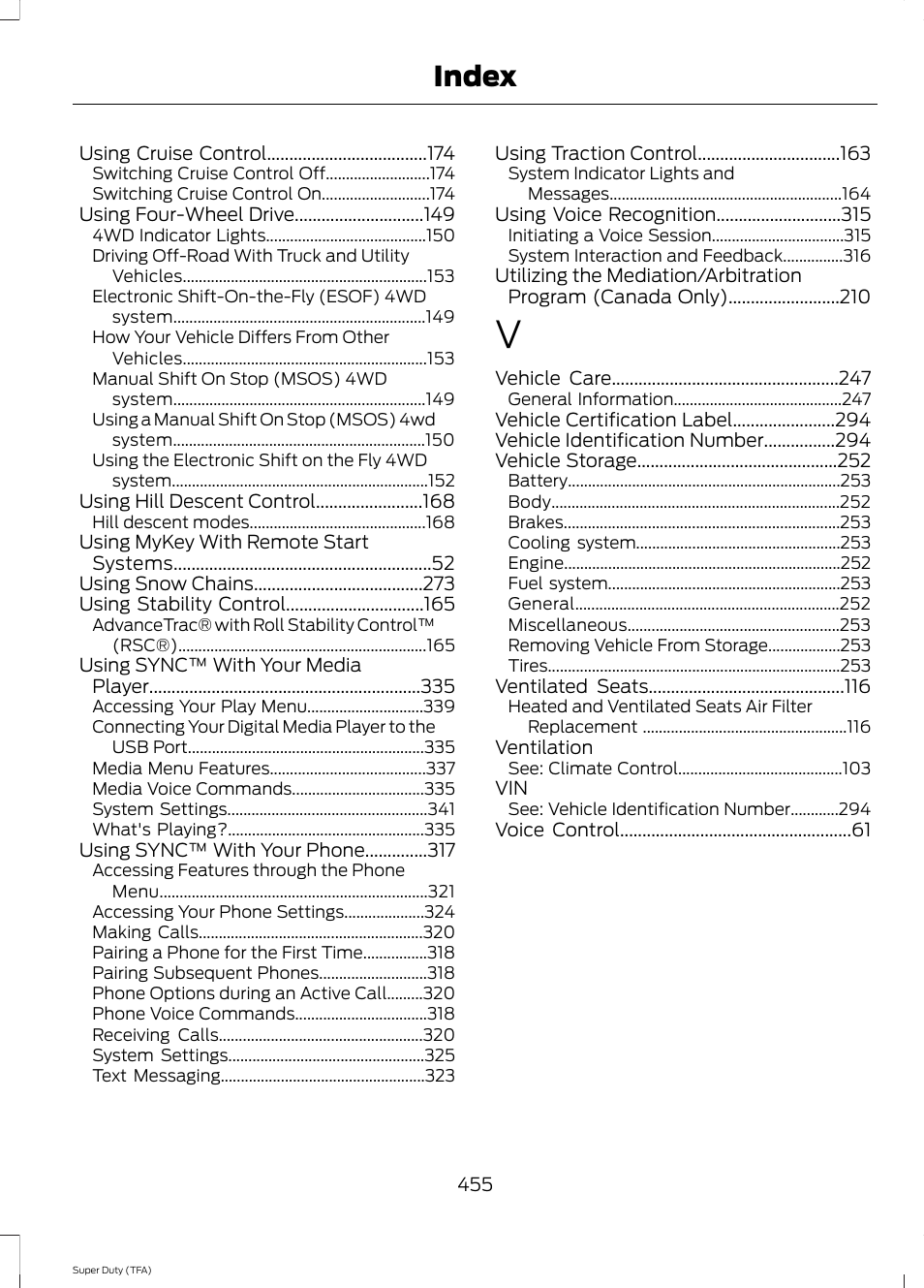 Index | FORD 2014 F-550 v.2 User Manual | Page 458 / 460