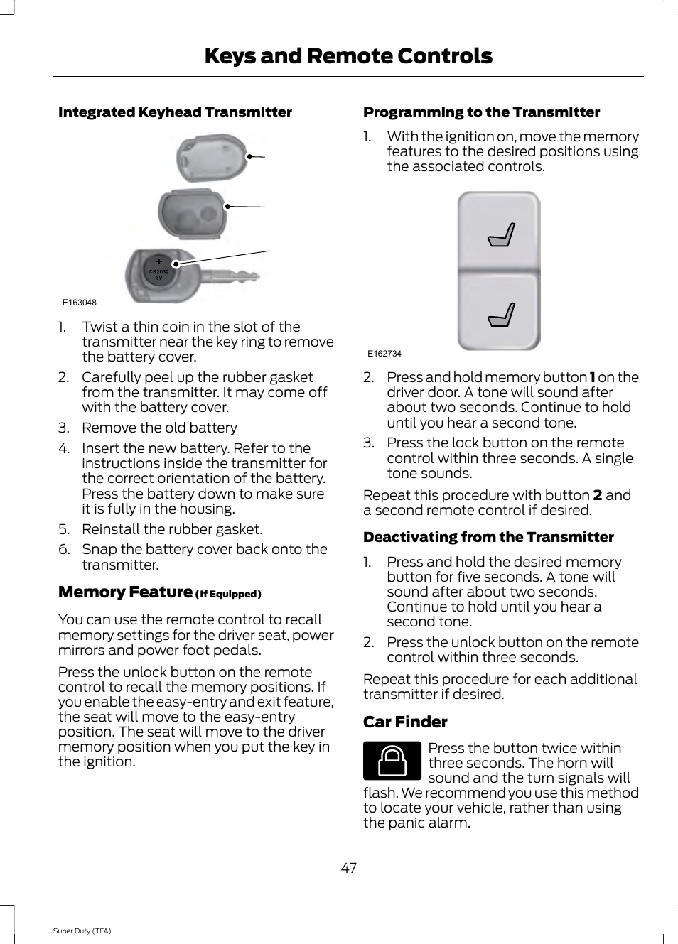 Keys and remote controls | FORD 2014 F-550 v.2 User Manual | Page 50 / 460