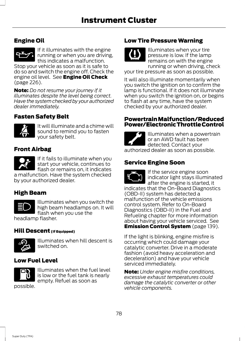 Instrument cluster | FORD 2014 F-550 v.2 User Manual | Page 81 / 460