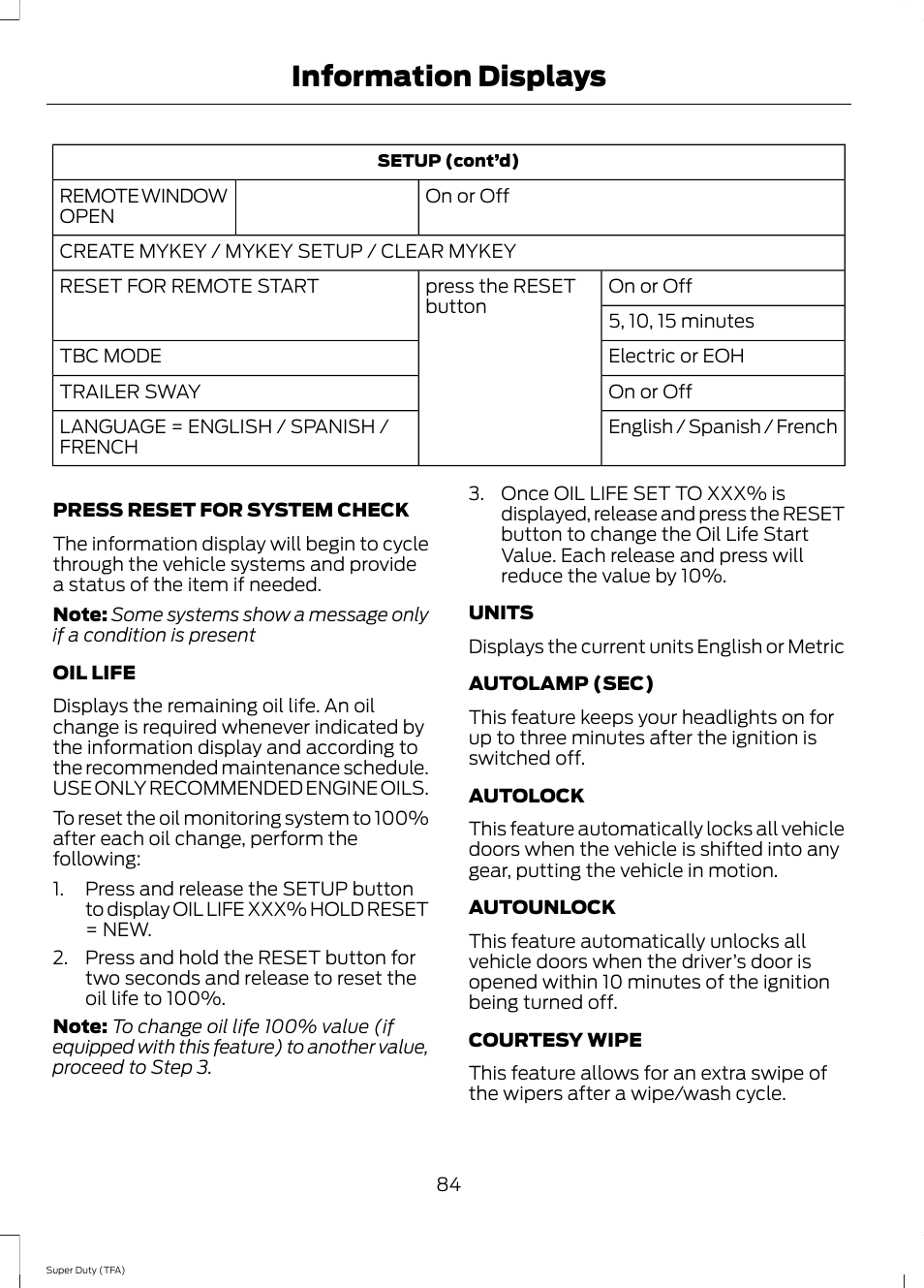 Information displays | FORD 2014 F-550 v.2 User Manual | Page 87 / 460
