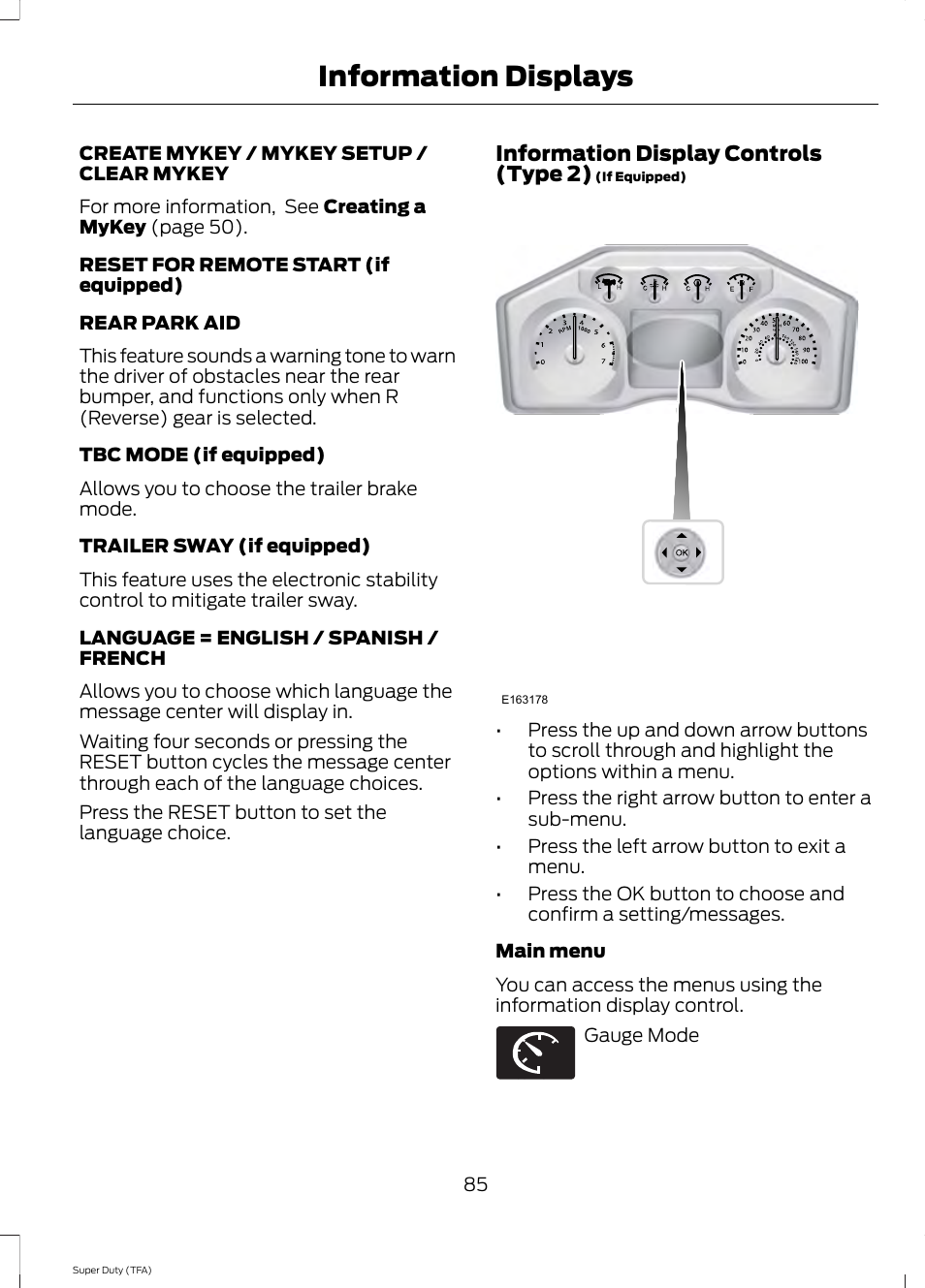 Information displays | FORD 2014 F-550 v.2 User Manual | Page 88 / 460