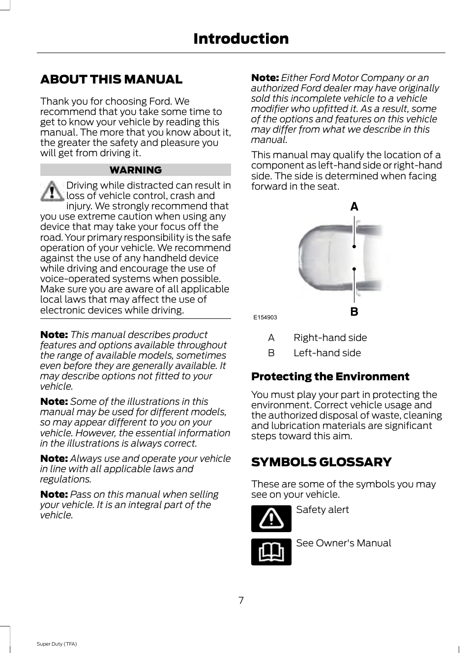 Introduction, About this manual, Symbols glossary | About this manual symbols glossary | FORD 2014 F-550 v.3 User Manual | Page 10 / 460