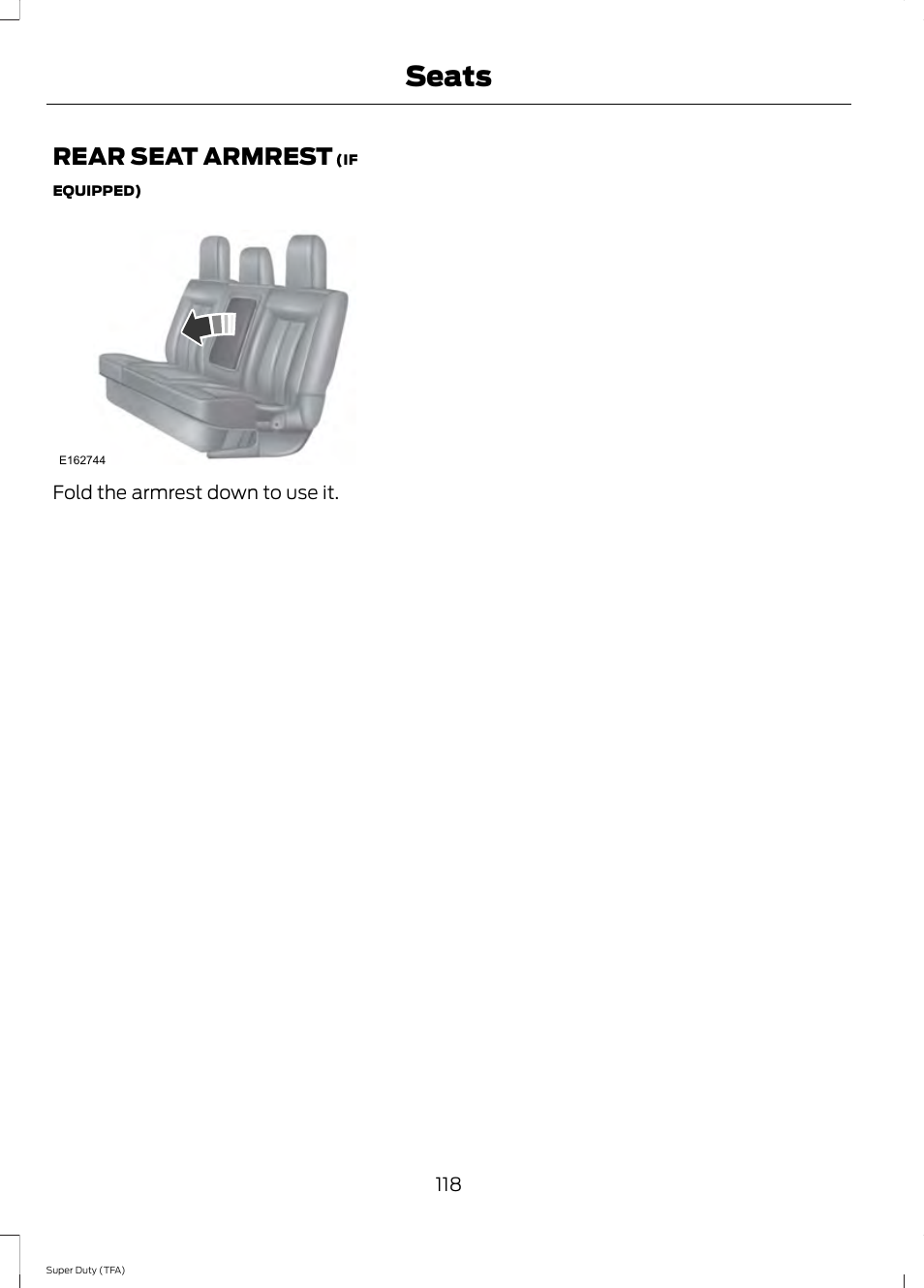 Rear seat armrest, Seats | FORD 2014 F-550 v.3 User Manual | Page 121 / 460