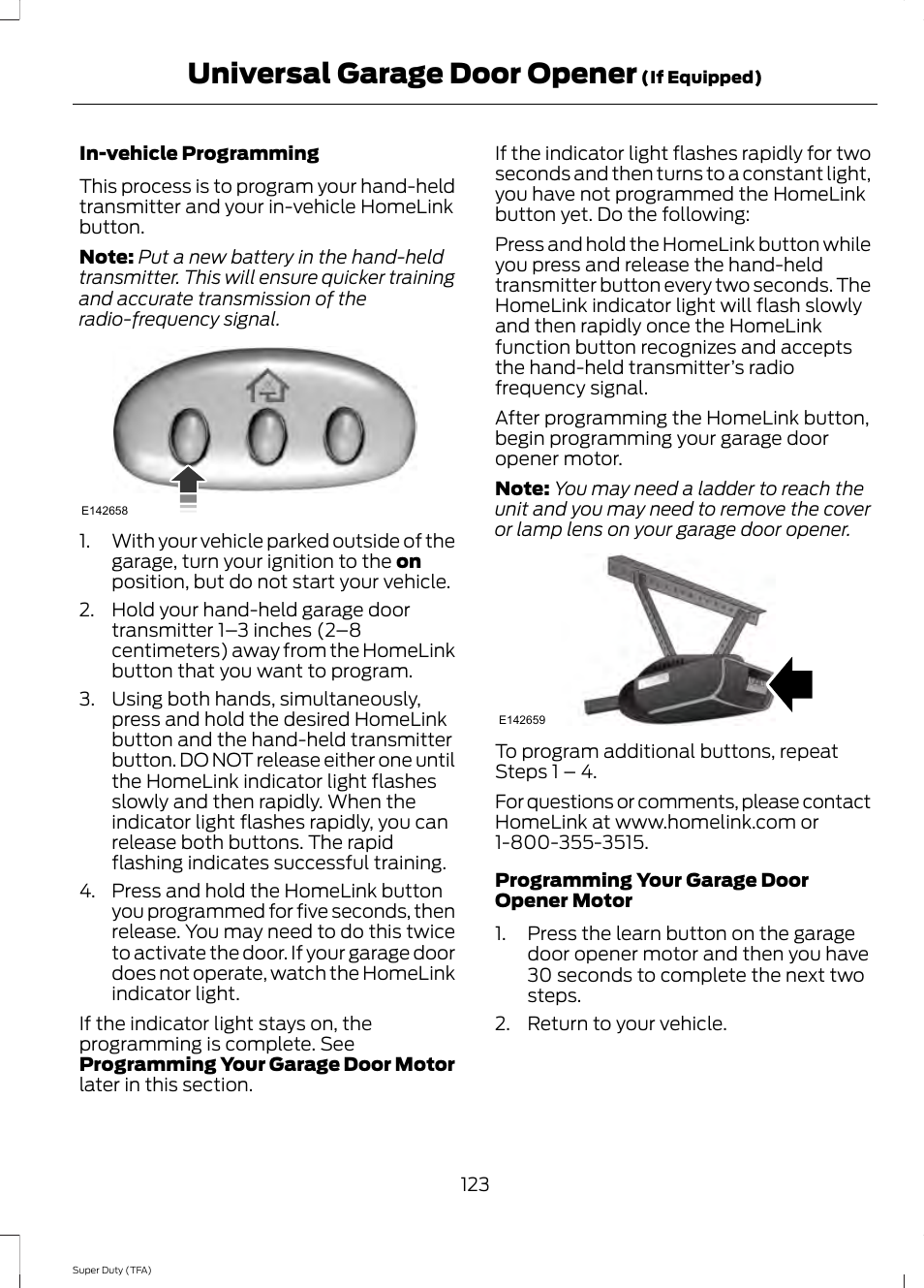 Universal garage door opener | FORD 2014 F-550 v.3 User Manual | Page 126 / 460