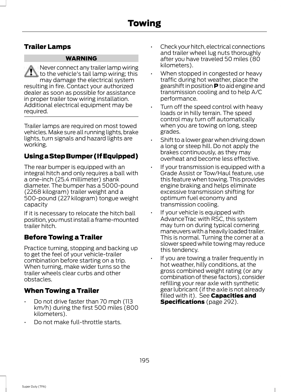 Towing | FORD 2014 F-550 v.3 User Manual | Page 198 / 460