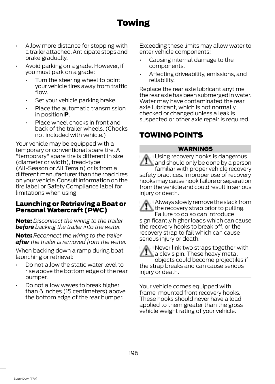 Towing points, Towing | FORD 2014 F-550 v.3 User Manual | Page 199 / 460